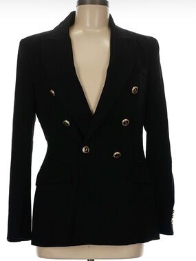 Zara Black Double-Breasted Women's Blazer gold buttons